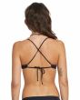 Mujer con top de bikini de tirantes cruzados espalda Volcom Simply Seamless X Negro 