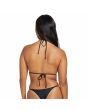 Mujer con Top de Bikini Triangular Volcom Simply Solid Slide Negro posterior