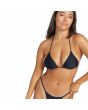 Mujer con Top de Bikini Triangular Volcom Simply Solid Slide Negro tiras ajustables