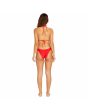 Mujer con Sujetador de Bikini Triangular Volcom Simply Solid Slide rojo posterior