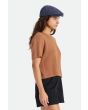 Mujer con Camiseta de manga corta Brixton Bandera Boxy Top marrón lateral