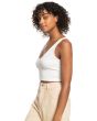 Mujer con top acanalado con tirantes Roxy Time To Move Blanco lateral