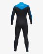 Traje de surf con cremallera en el pecho Billabong Absolute 4/3mm azul y negro para hombre espalda