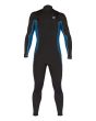 Traje de surf con cremallera en el pecho Billabong 4/3mm Absolute negro y azul para hombre frontal