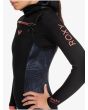 Mujer con traje de surf con cremallera en el pecho y capucha Roxy 5/4/3mm Syncro Series negro manga
