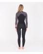 Mujer con traje de neopreno con cremallera en el pecho Hurley Advantage Plus 4/3 Wild Party espalda