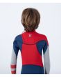 Niño con traje de neopreno con cremallera en el pecho Hurley Kid Advant 4/3mm azul marino y rojo espalda