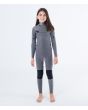 Traje de neopreno infantil con cremallera en el pecho Hurley Kid Advant 4/3mm gris y amarillo interior
