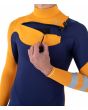 Hombre con traje de neopreno Hurley Advant 4/3mm Chest Zip Fullsuit Azul Marino y Naranja gancho llaves