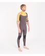 Traje de surf con cremallera en el pecho y manga corta Hurley Advantage Fullsuit 2/2mm gris y amarillo para hombre derecha