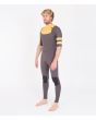 Traje de surf con cremallera en el pecho y manga corta Hurley Advantage Fullsuit 2/2mm gris y amarillo para hombre izquierda