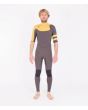 Traje de surf con cremallera en el pecho y manga corta Hurley Advantage Fullsuit 2/2mm gris y amarillo para hombre 