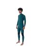 Hombre con traje de surf con cremallera en el pecho Hurley PLUS 4/3mm color turquesa izquierda