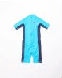 Traje de surf de primavera Rip Curl Short Sleeve UV Spring Suit azul para niños de 0 a 6 años posterior