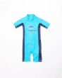 Traje de surf de primavera Rip Curl Short Sleeve UV Spring Suit azul para niños de 0 a 6 años frontal