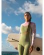 Mujer con Traje de Surf con Cremallera en la Espalda Roxy 4/3mm Rise Verde y Gris Lifestyle frontal