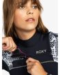 Mujer con traje de surf con cremallera en el pecho Roxy Swell Series 4/3mm Negro con mangas blancas Egret Chest Zip