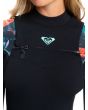 Mujer con traje de neopreno con cremallera en el pecho Roxy Elite 4/3mm Anthracite Leaf Chest Zip