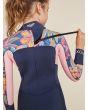 Niña con traje de Surf con cremallera en la espalda Roxy Girl Swell Series 4/3mm Azul Marino Floral Back Zip