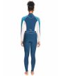Mujer con traje de surf con cremallera en el espalda Roxy Rise 3/2mm azul posterior