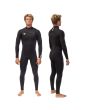 Hombre con traje de surf Vissla 7 Seas Comp 4/3mm Full Chest Zip Negro