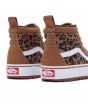 Zapatillas resistentes al agua Vans UY SK8-Hi MTE-1 marrones y blancas con estampado de leopardo para niños 4 a 8 años posterior