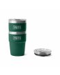 Vasos Yeti Rambler Stackable Cup 16oz color verde Black Forest Green apilados
