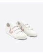 Zapatillas Veja Recife Chromefree Leather White Babe blancas y rosas para mujer frontal