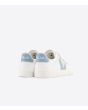 Zapatillas con velcro Veja Recife Chromefree Leather White Steel blancas y azules posterior