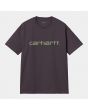 Camiseta orgánica de manga corta Carhartt WIP W' Script Artichoke Misty Sage para mujer