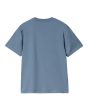 Camiseta orgánica de manga corta Carhartt WIP Script Embroidery Azul con logo rosa para mujer posterior
