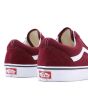 Zapatillas Vans Old Skool granates con suela y banda lateral sidestripe blanca para hombre posterior