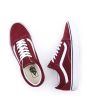 Zapatillas Vans Old Skool granates con suela y banda lateral sidestripe blanca para hombre superior