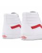 Zapatillas de caña alta Vans Sk8-Hi Pop Classic Tumble en color blanco y banda lateral sidestripe roja para niños de 4 a 8 años posterior