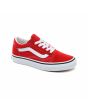 Zapatillas Vans Old Skool Junior rojas con banda lateral sidestripe blanca para niños de 4 a 8 años frontal