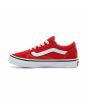 Zapatillas Vans Old Skool Junior rojas con banda lateral sidestripe blanca para niños de 4 a 8 años izquierda 
