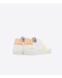 Zapatillas Ecológicas Veja Campo Chromefree White Sun Peach blancas con detalles en amarillo y melocotón Unisex posterior