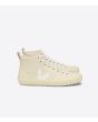 Zapatillas altas ecológicas Veja Nova HT Canvas Butter White Butter Sole beige con logo y cordones blancos para hombre