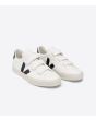 Zapatillas ecológicas Veja Recife Chromefree Leather blancas con detalles en negro y cierre de velcro Unisex frontal