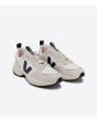 Zapatillas Ecológicas Veja Venturi Canvas Alveomesh Gravel Nautico beige con logo azul Unisex frontal