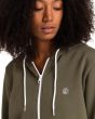 Mujer con sudadera de capucha y cremallera Element Cornell Classic verde militar logo