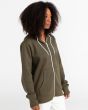 Mujer con sudadera de capucha y cremallera Element Cornell Classic verde militar lateral