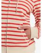 Mujer con sudadera de capucha y cremallera Roxy Perfect Stripe Blanca y Roja bolsillo