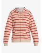 Sudadera de capucha y cremallera Roxy Perfect Stripe Blanca y Roja para mujer