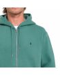 Hombre con sudadera de capucha y cremallera Volcom Single Stone Sea Green bordado logo
