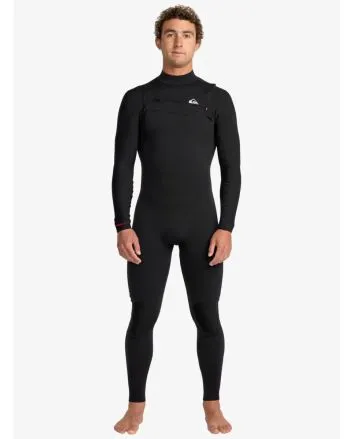 Hombre con traje de surf con cremallera en el pecho Quiksilver Highline 4/3mm Negro