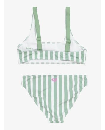 Conjunto de bikini bralette Roxy Girl Bico Active RG Verde rayas para niña 6-16 años