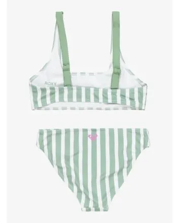 Conjunto de bikini bralette Roxy Girl Bico Active RG Verde rayas para niña 6-16 años