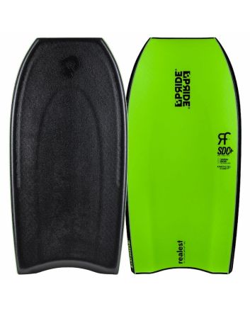 Tabla de Bodyboard Pride Realest PP Radial Flex Varial SDC+ Negro-Verde Flúor