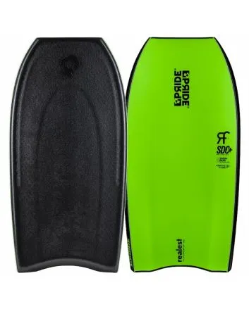 Tabla de Bodyboard Pride Realest PP Radial Flex Varial SDC+ Negro-Verde Flúor